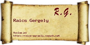 Raics Gergely névjegykártya